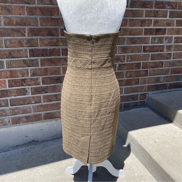 Trina Turk - Olive Tweed Strapless Sheath Dress Sz 4 - Picture 2 of 10